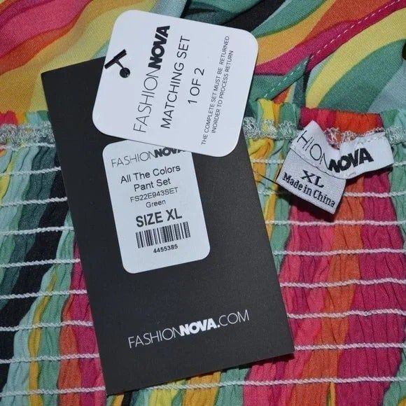 NWT Fashion Nova All The Colors Pant Vacation Party Matching Set - Picture 6 of 12